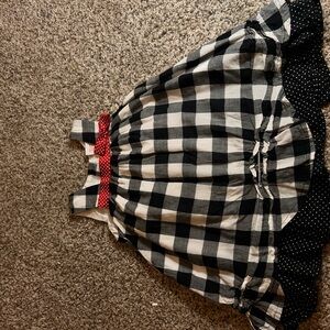 Black and White Checkered Dress with Red Accents